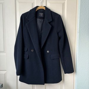 Abercrombie and fitch dad coat navy blue wool peacoat